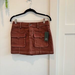 Wild Fable NWT Cargo Style Brown Denim Women's Mini Skirt Size XS